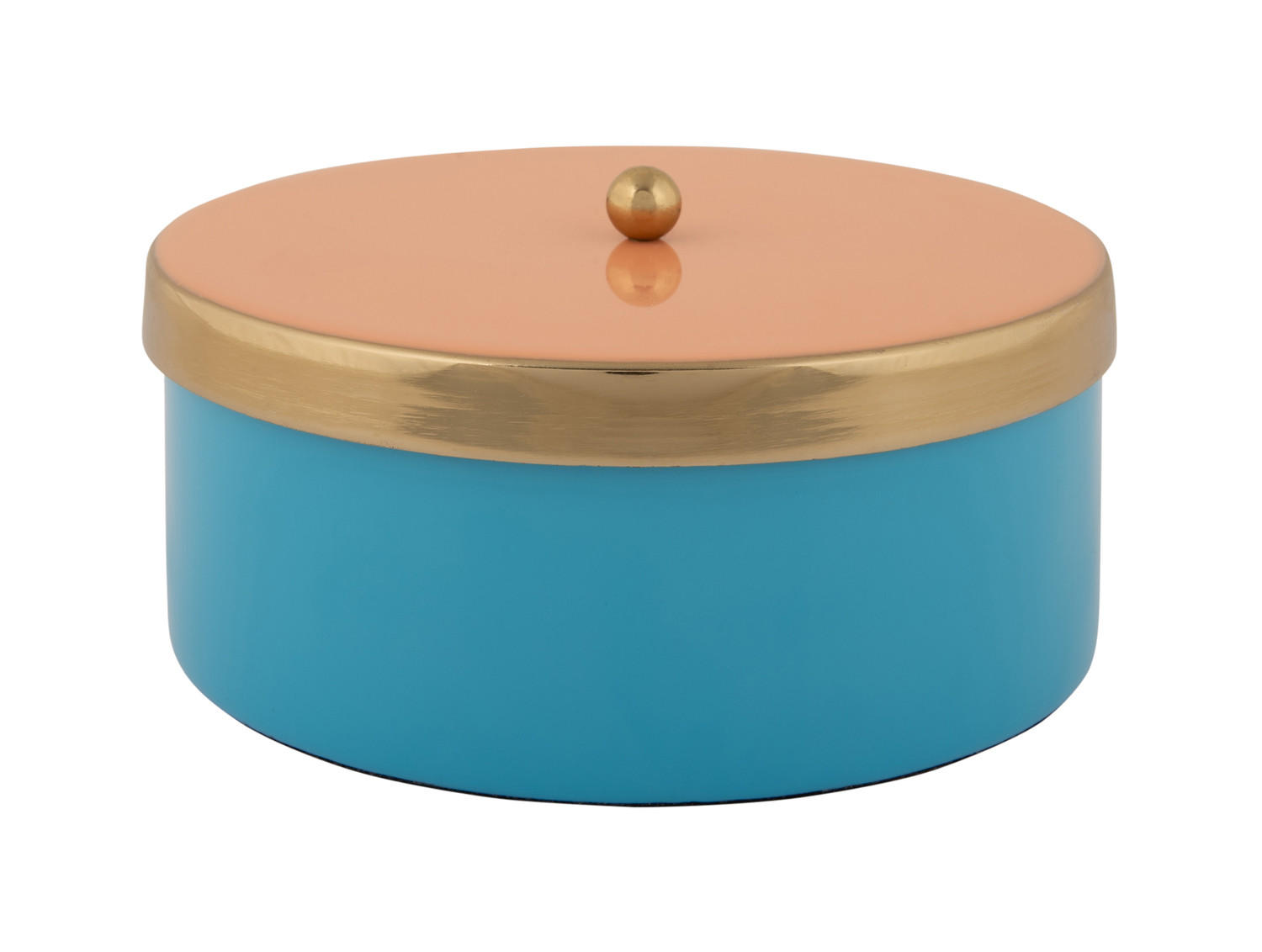 AUFBEWAHRUNGSBOX Double Funky 16/16/6 cm - Blau, Metall (16/6cm) - Present Time