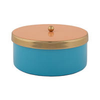 AUFBEWAHRUNGSBOX Double Funky 16/16/6 cm - Blau, Metall (16/6cm) - Present Time