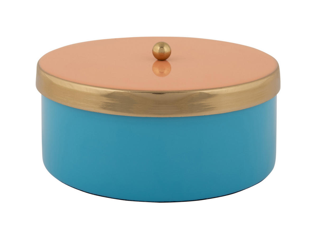 AUFBEWAHRUNGSBOX Double Funky 16/16/6 cm - Blau, Metall (16/6cm) - Present Time