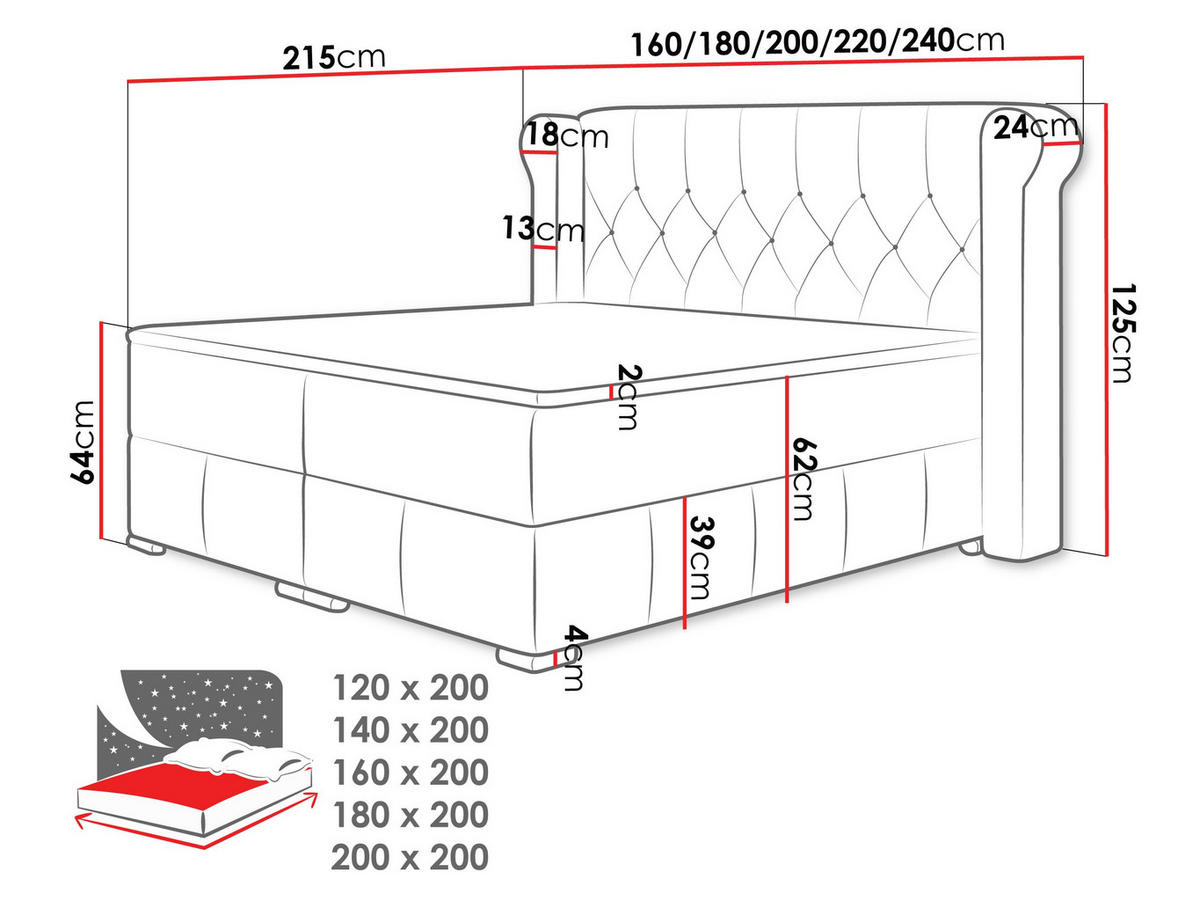 BOXBETT Massimo - Creme, Holz (140/200cm) - MIRJAN24