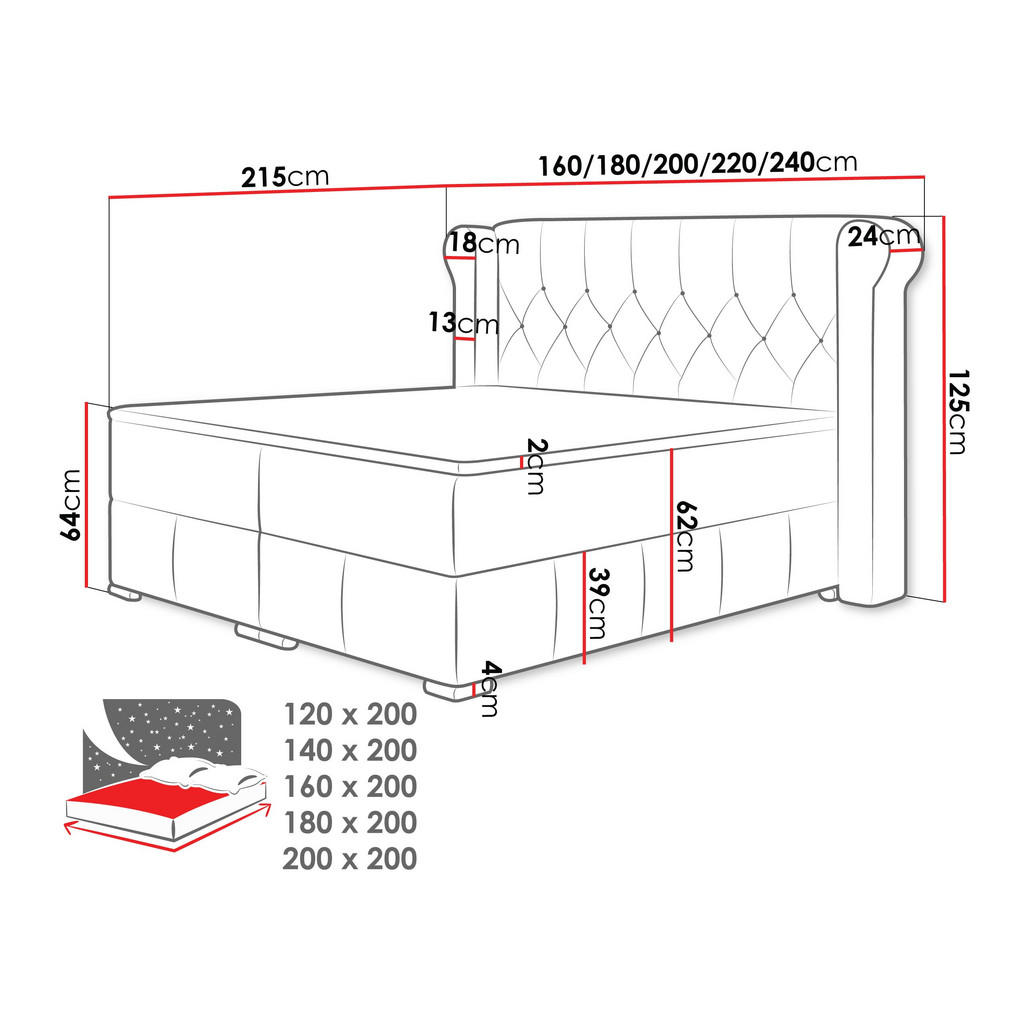 Thumbnail - Mirjan24 Boxbett, Greige, Holz, H3, 120x200 cm, Schlafzimmer, Betten, Boxspringbetten