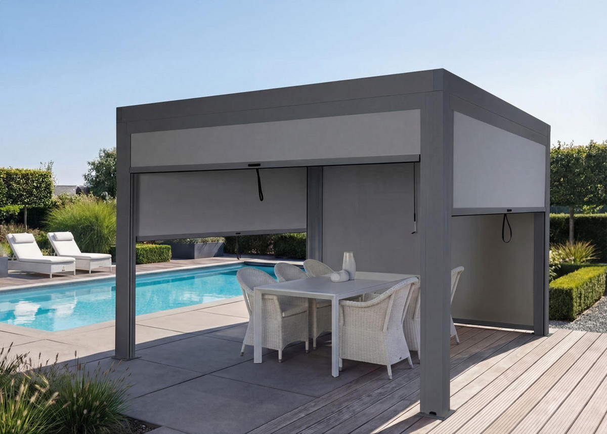 PERGOLA MIT SEITENWAND Anthrazit - Anthrazit, Metall (400/220/300cm) - MCW