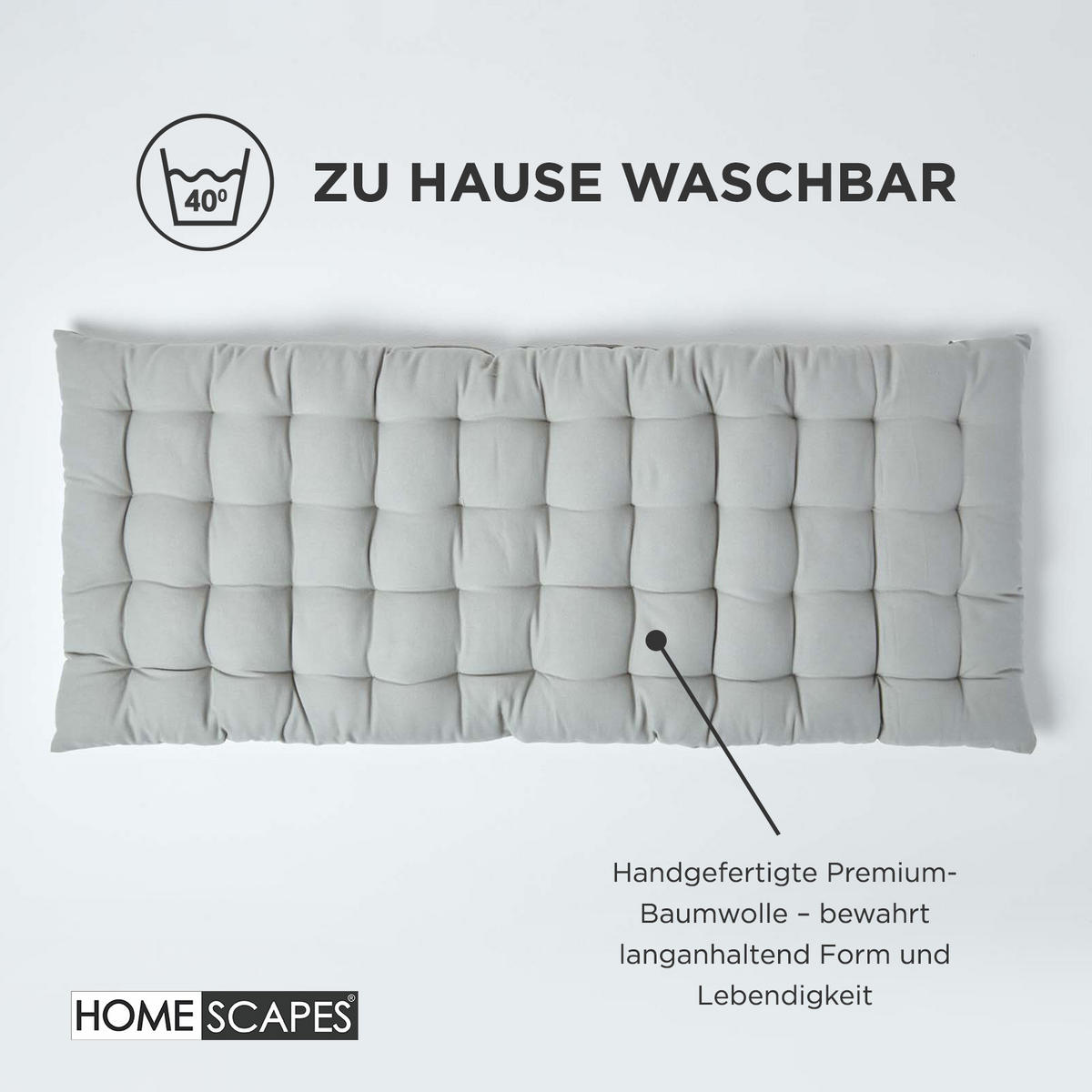 BANKAUFLAGE 2-Sitzer grau 108/42/5 cm - Grau, Textil (108/42/5cm) - Homescapes