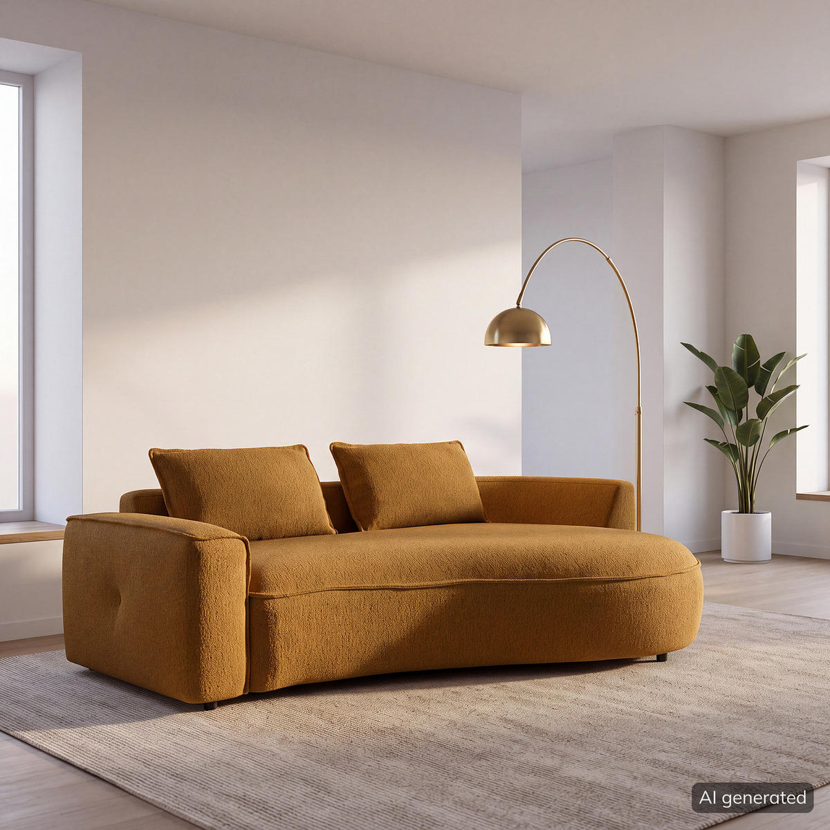 2,5-SITZER SOFA - Schwarz/Orange, Kunststoff/Textil (217/82/146cm) - home24