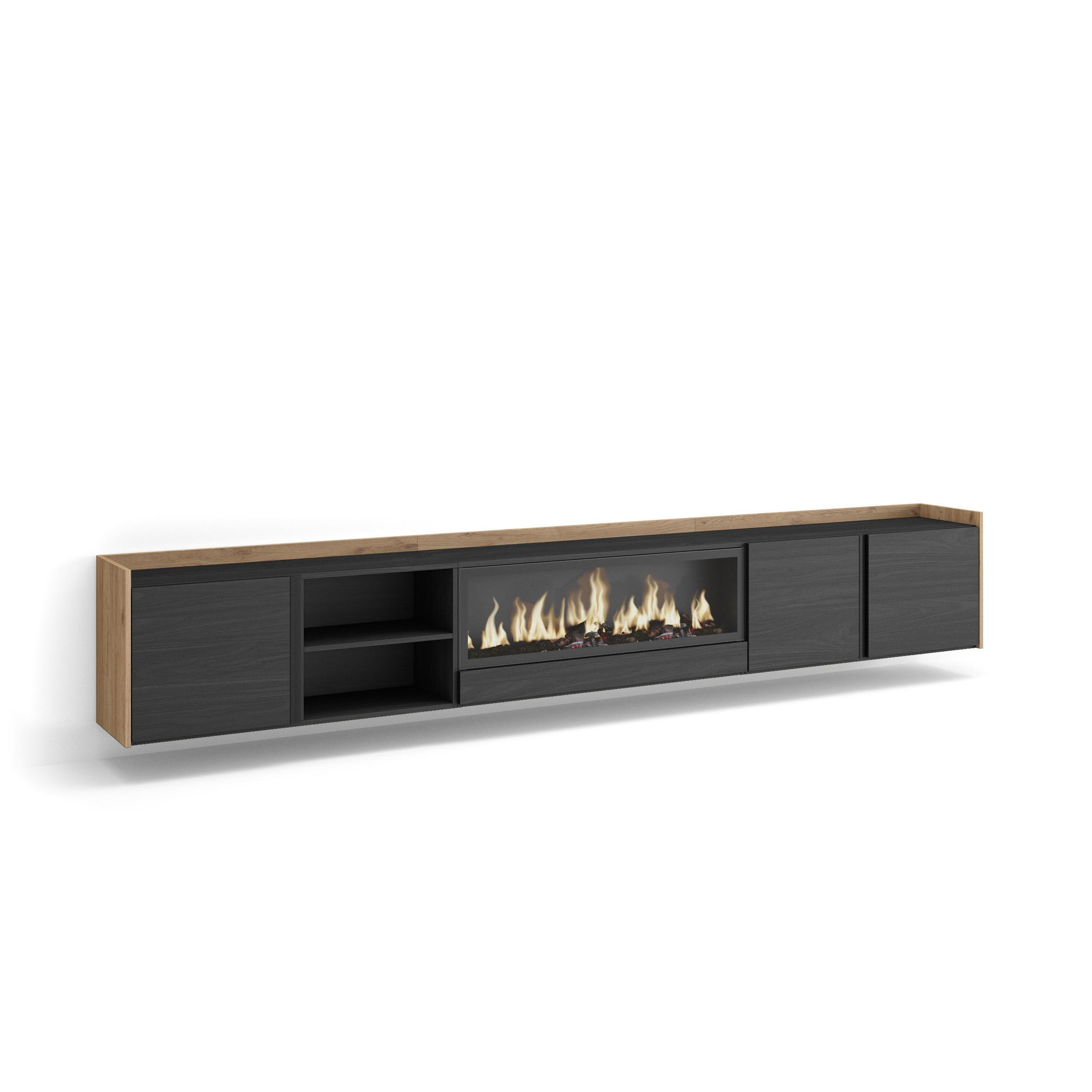 Skraut Home Lowboard, Schwarz 315x50x35 cm