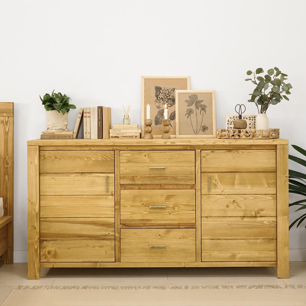KOMMODE aus Massivholz MIDLAND - Honig, Holz (160/85/46cm) - Seart