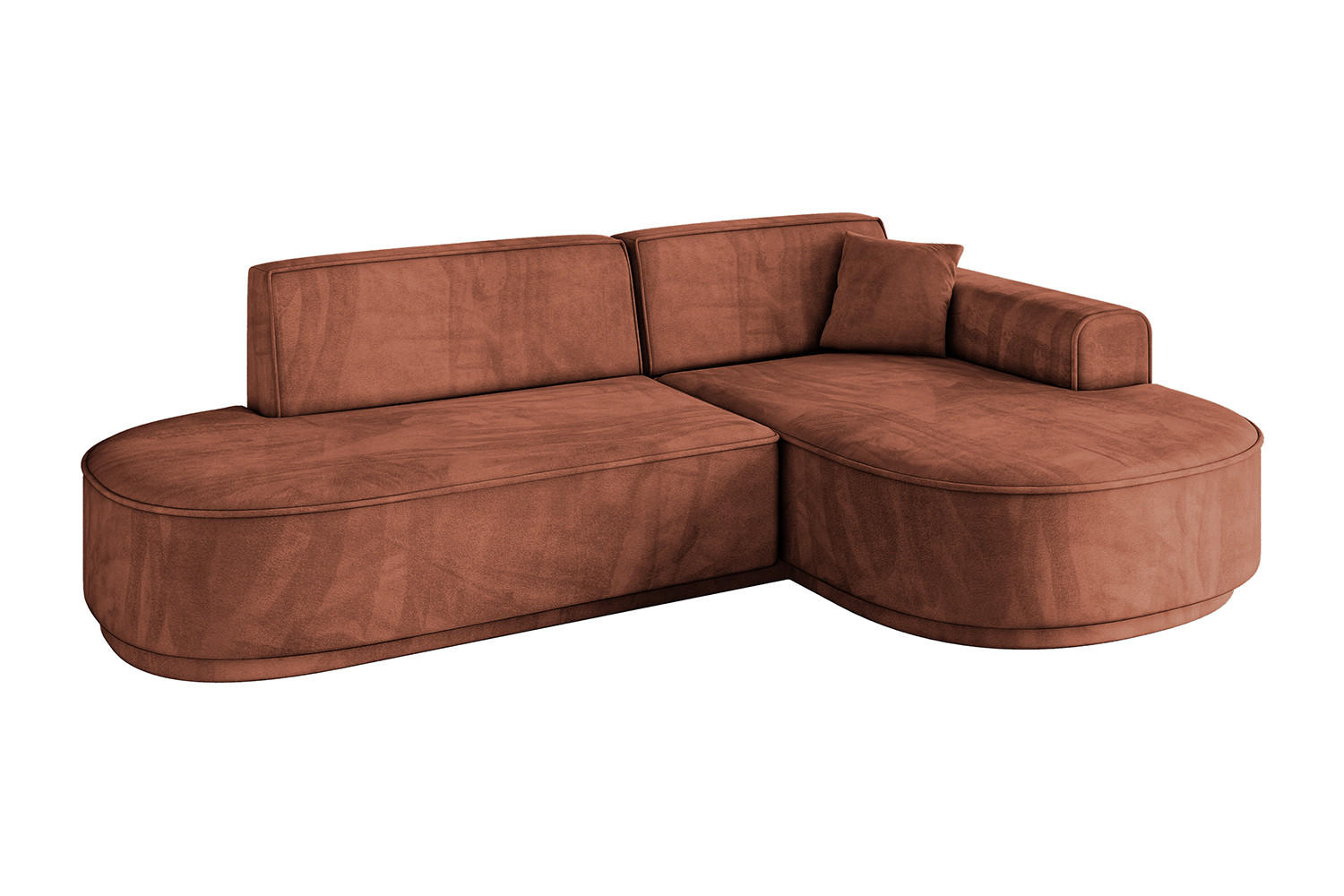 ECKSOFA Ottomane Rechts MARI-L1-v3 - 232x163x81 cm Koralle Velours - Koralle/Schwarz, Holzwerkstoff/Kunststoff (232/163cm) - ALTDECOR