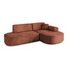 ECKSOFA Ottomane Rechts MARI-L1-v3 - 232x163x81 cm Koralle Velours - Koralle/Schwarz, Holzwerkstoff/Kunststoff (232/163cm) - ALTDECOR