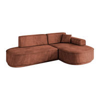 ECKSOFA Ottomane Rechts MARI-L1-v3 - 232x163x81 cm Koralle Velours - Koralle/Schwarz, Holzwerkstoff/Kunststoff (232/163cm) - ALTDECOR
