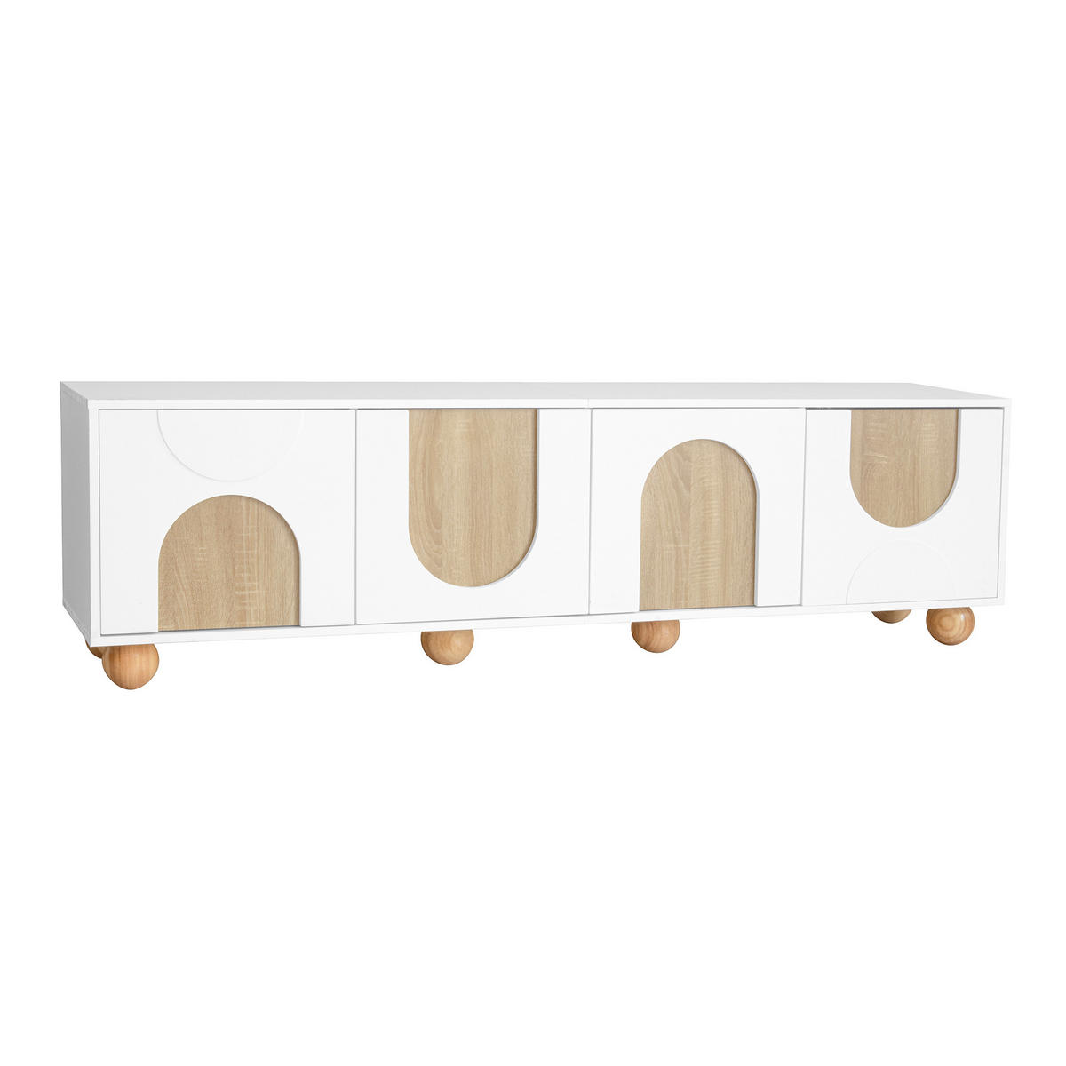 TV-SCHRANK Natur/Weiß 175/38/50 cm mit 4 Türen - Honigeiche, Karton (38/50/175cm) - PANGIVO