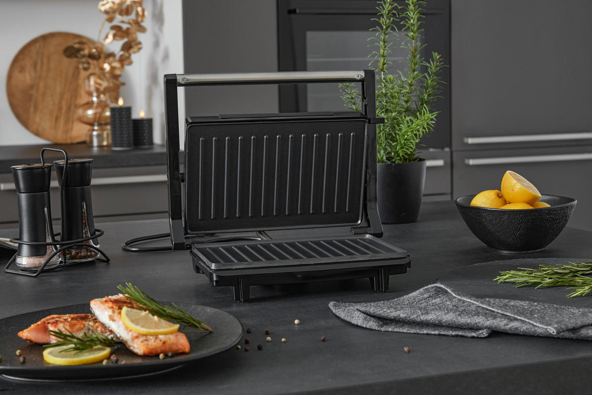 KONTAKTGRILL Fred in Schwarz max. 750 Watt - Schwarz, Metall (21.8/8.6/27.9cm) - Mömax