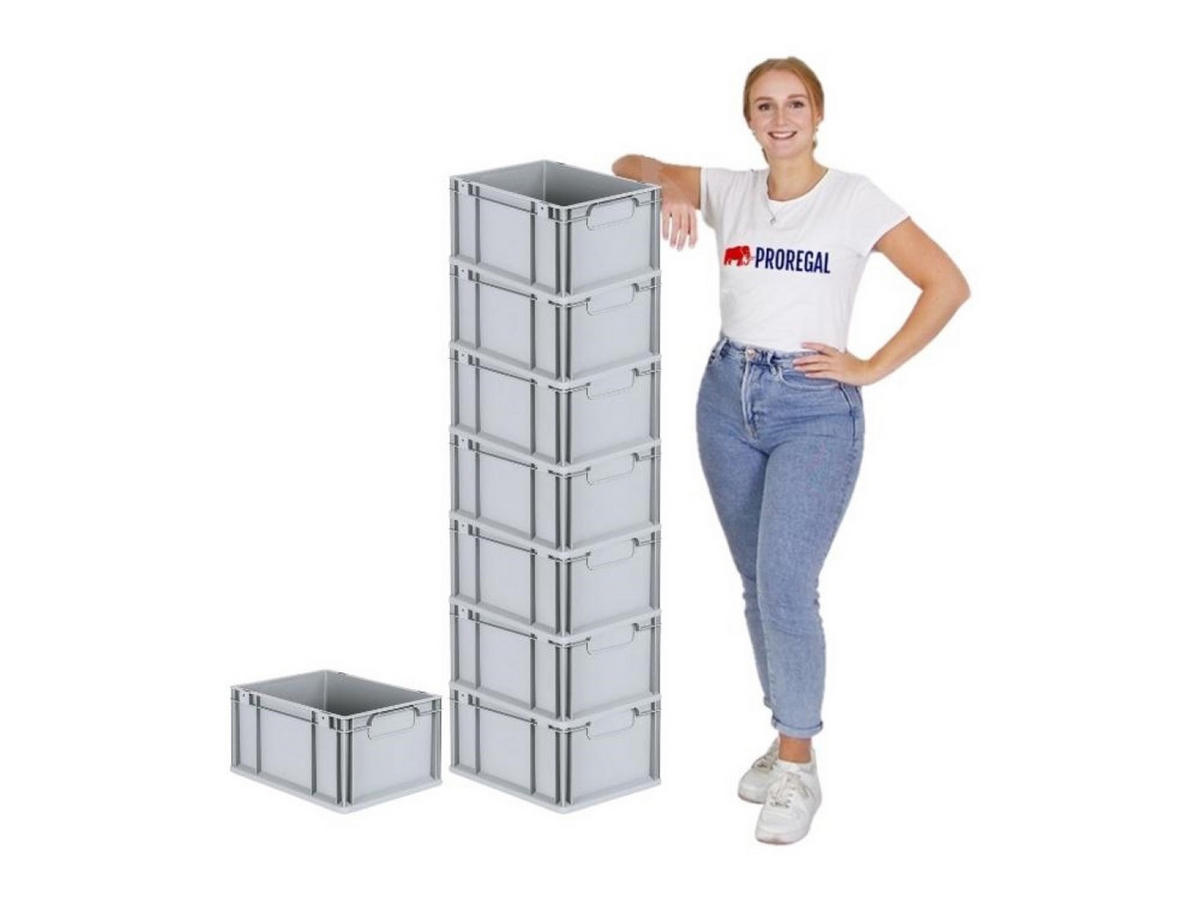 EUROBOX 8x Nextgen Economy Griffe Geschlossen 22x30x40cm 20 Liter - Grau, Kunststoff (30/22/40cm) - PROREGAL