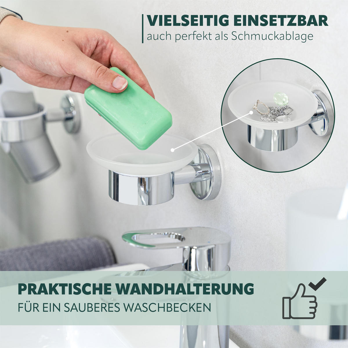 SEIFENSCHALE LUCENTE, Edelstahl, verchromt - Chromfarben, Metall (13/11/6.5cm) - bremermann