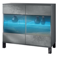 KOMMODE Bari Beton Dunkel Optik - Dunkelgrau, Holzwerkstoff (92.5/84.5/35cm) - Vladon