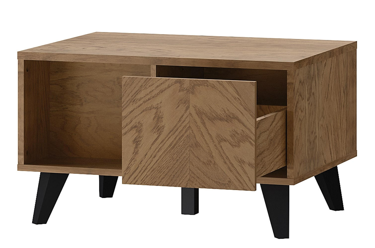 COUCHTISCH Cozy Eiche Rustikal 80 / 60 / 48cm - Eichefarben/Braun, Holz (60/80/48cm) - Feldmann-Wohnen