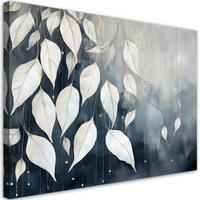 WANDBILD graue blätter abstraktion - Weiß, Textil (60/40cm) - Feeby