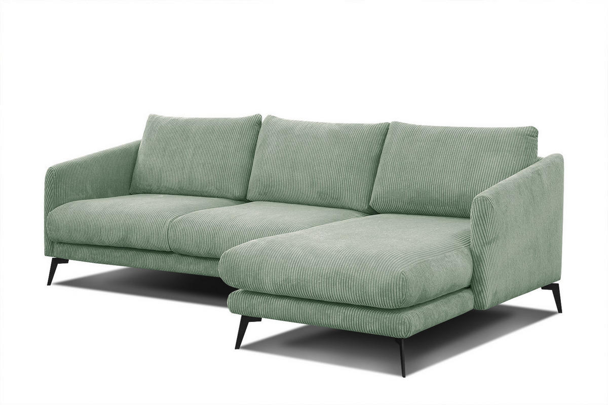 ECKSOFA VILT 4-Sitzer, mintgrün - Schwarz/Mintgrün, Holzwerkstoff/Textil (255/156cm) - Courtois Laville