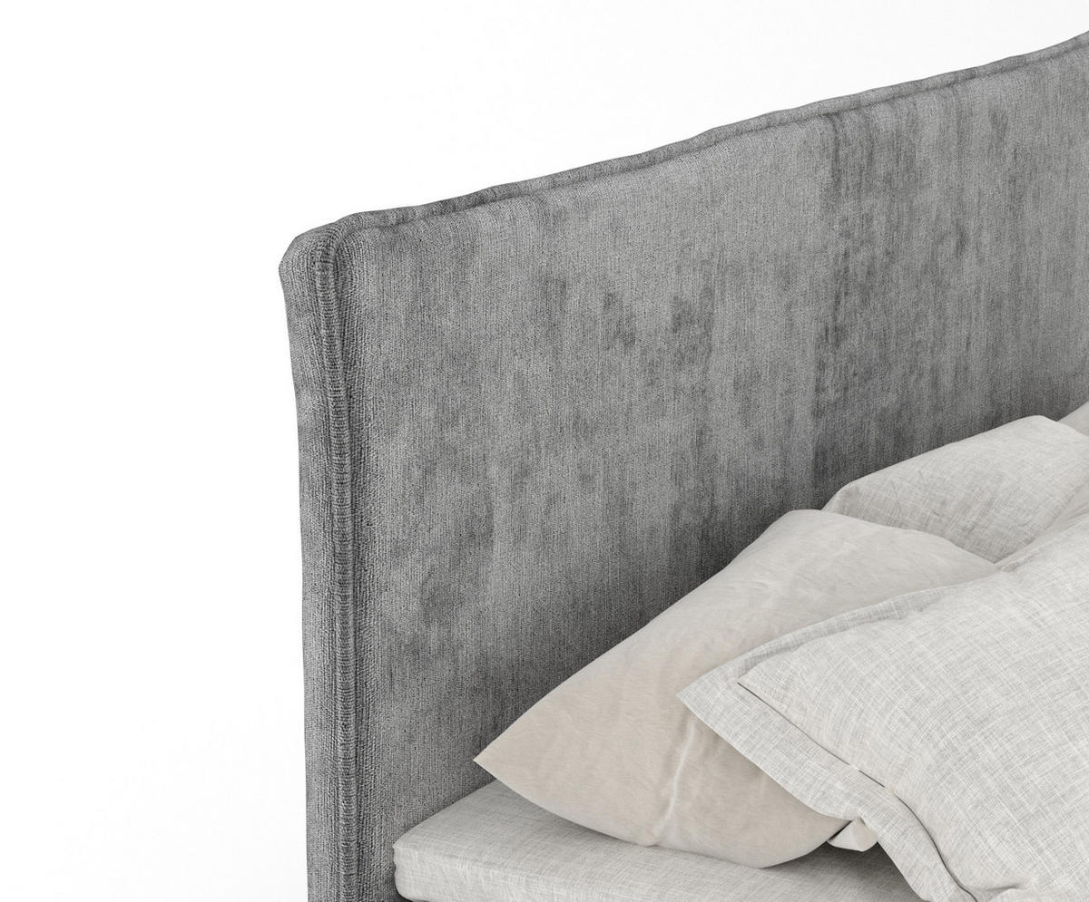 BOXBETT Peru Dunkelgrau 160/200 cm im Chenille-Stoff - Schwarz/Grau, Holz/Holzwerkstoff (160/200cm) - Maison de Reve