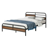 METALLBETT Aarau - Walnussfarben/Schwarz, Metall (140/200cm) - [en.casa]
