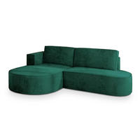 ECKSOFA CORTIO M L-S Grün Velours-Stoff mit Schlaffunktion - Grün, Holz (265/174cm) - MASSENO