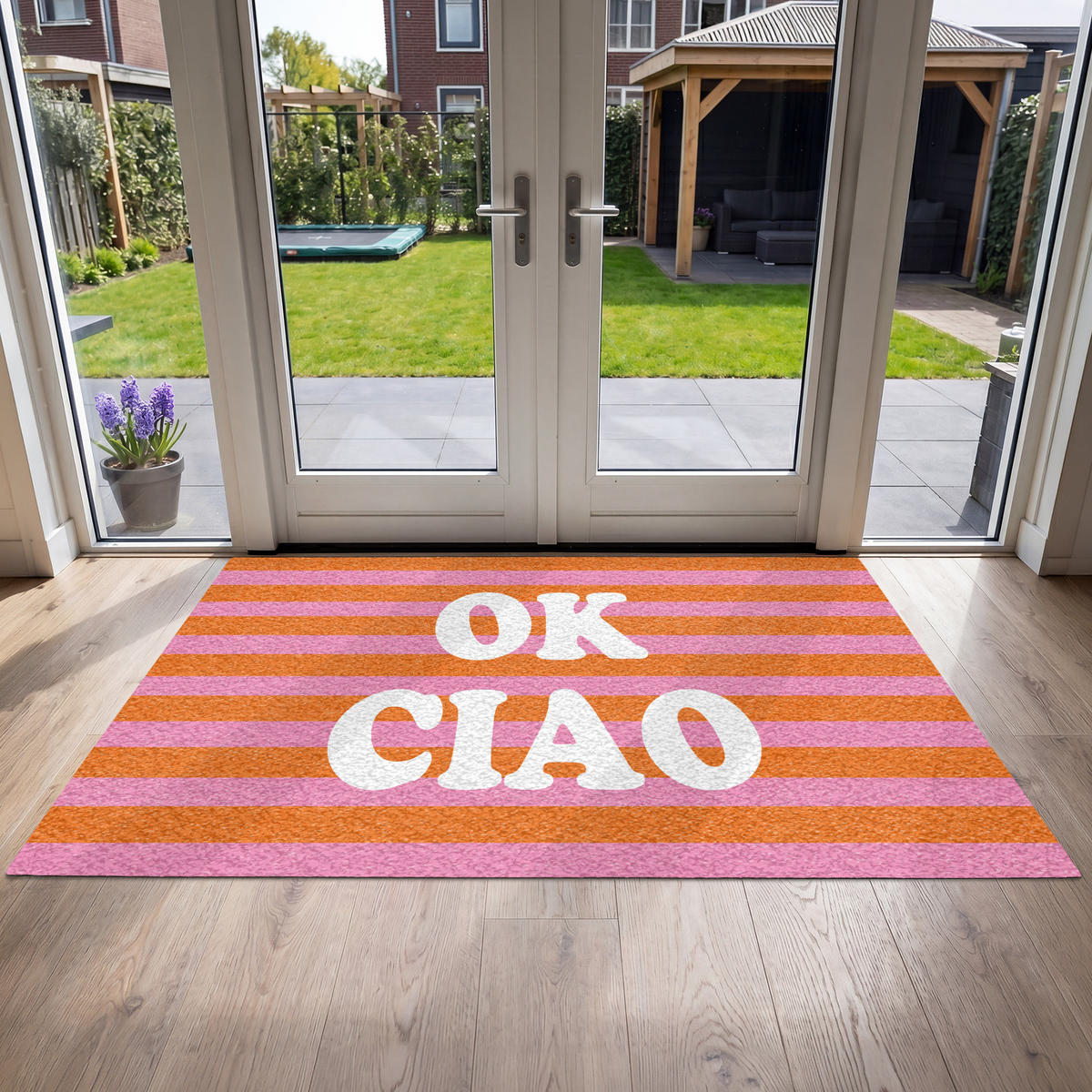 ROHOŽKA Ciao - Citát - Pruhy 180x120 cm - oranžová, plast (180/120cm) - MuchoWow