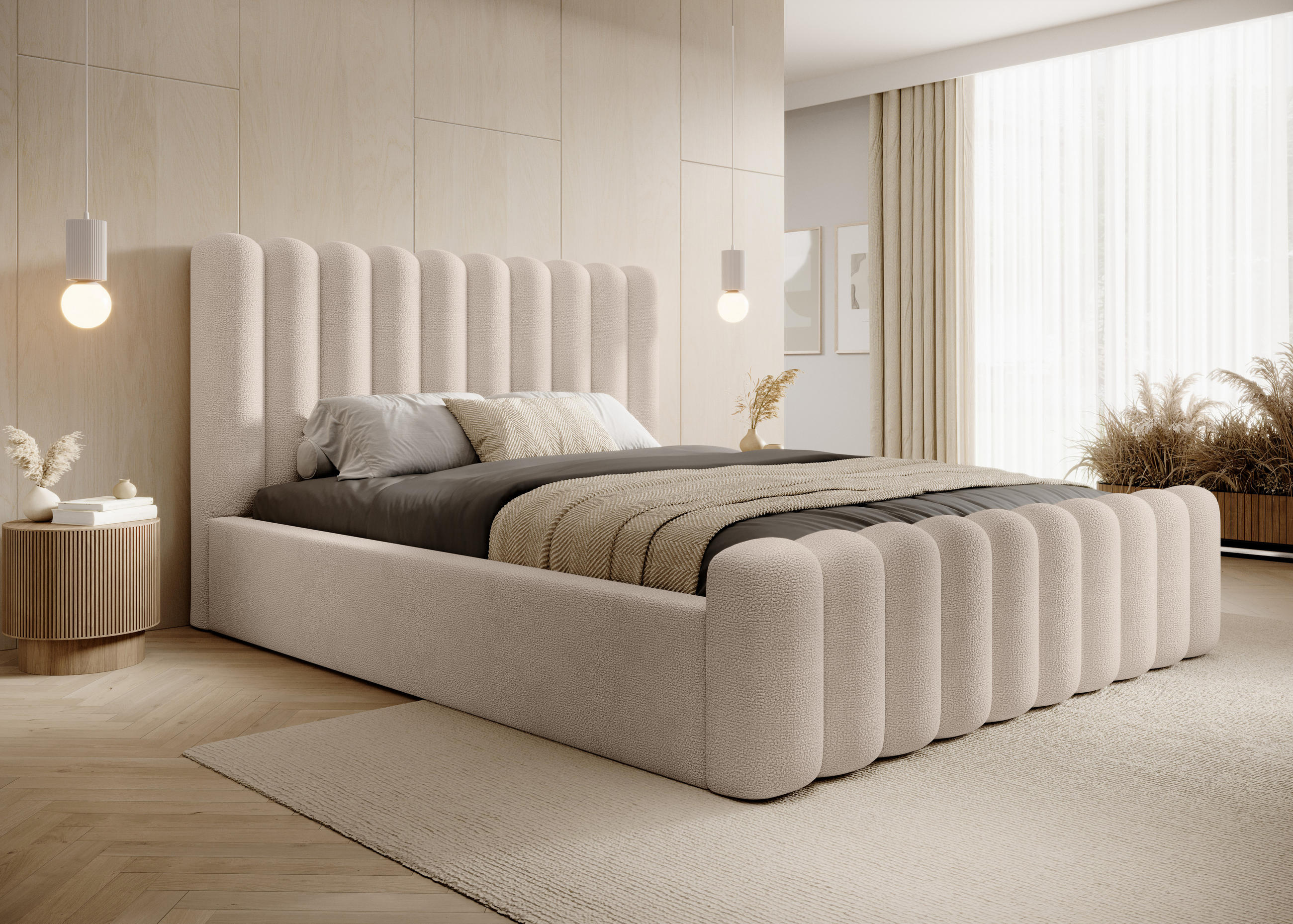 POLSTERBETT Elegantes Polsterbett Mona VII 200x200 cm – Bett mit Stauraum & Hochwertigem Wigo-Feeling, Beige - Beige/Schwarz, Holzwerkstoff/Kunststoff (200/200cm) - DomoHome