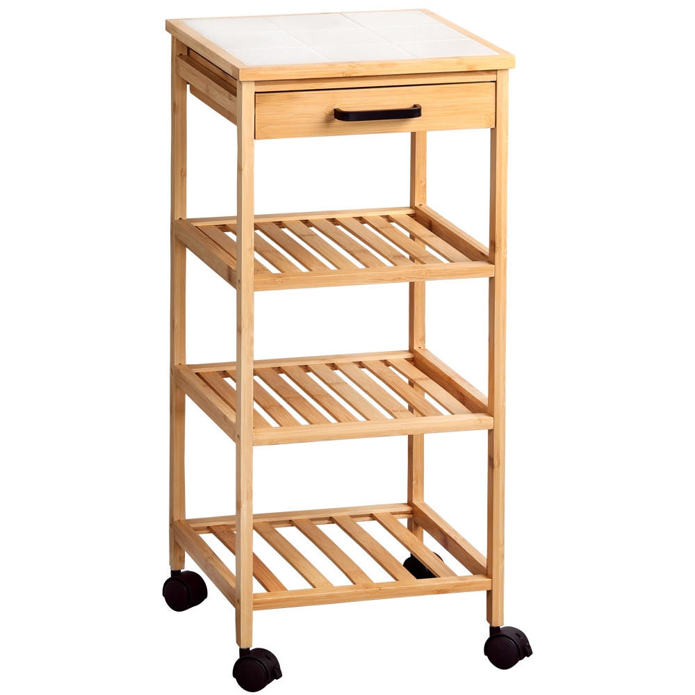 KÜCHENWAGEN aus Bambus Beige 34/34/73 cm - Beige, Naturmaterialien (34/73/34cm) - Kesper