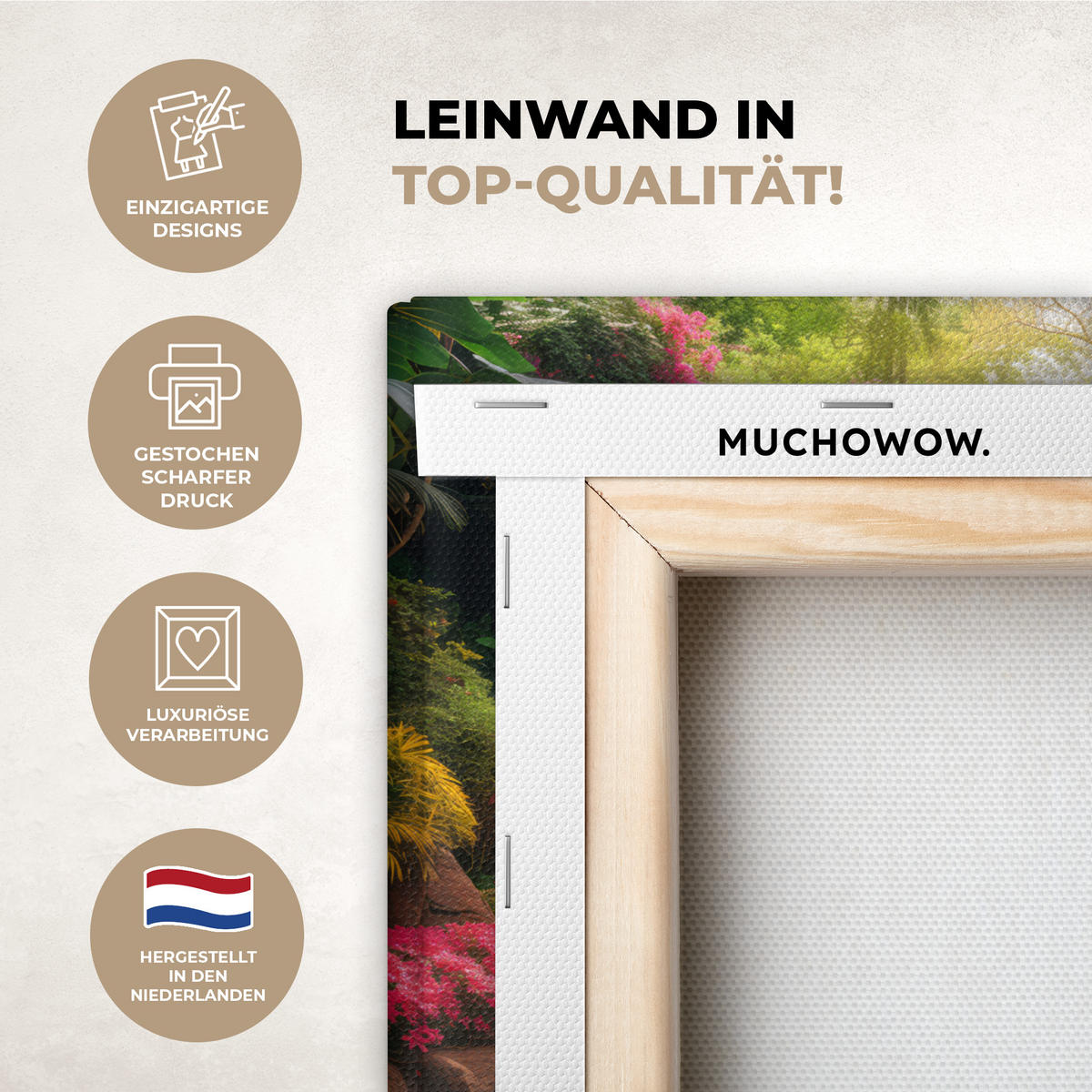 LEINWANDBILD Wasserfall - Natur - Pflanzen - Dschungel - Wasser 30x20 cm - Grün, Textil (30/20cm) - MuchoWow