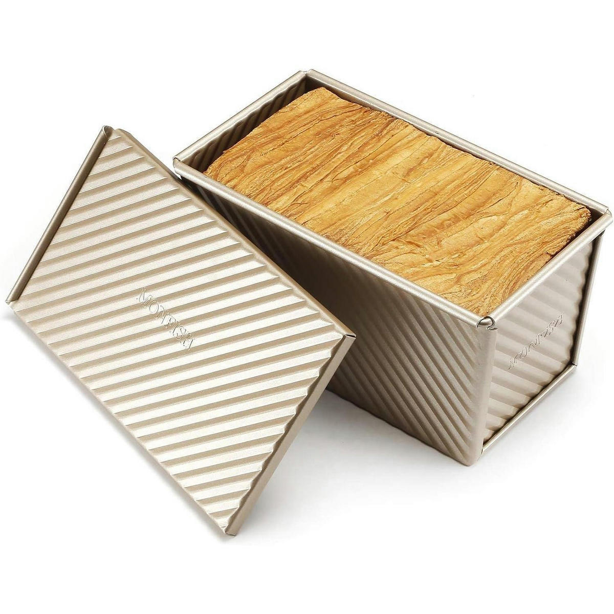 BROTBACKFORM mit Deckel 21.5 x 12.3 x 11.4 cm - Beige, Metall (21/11/12cm)