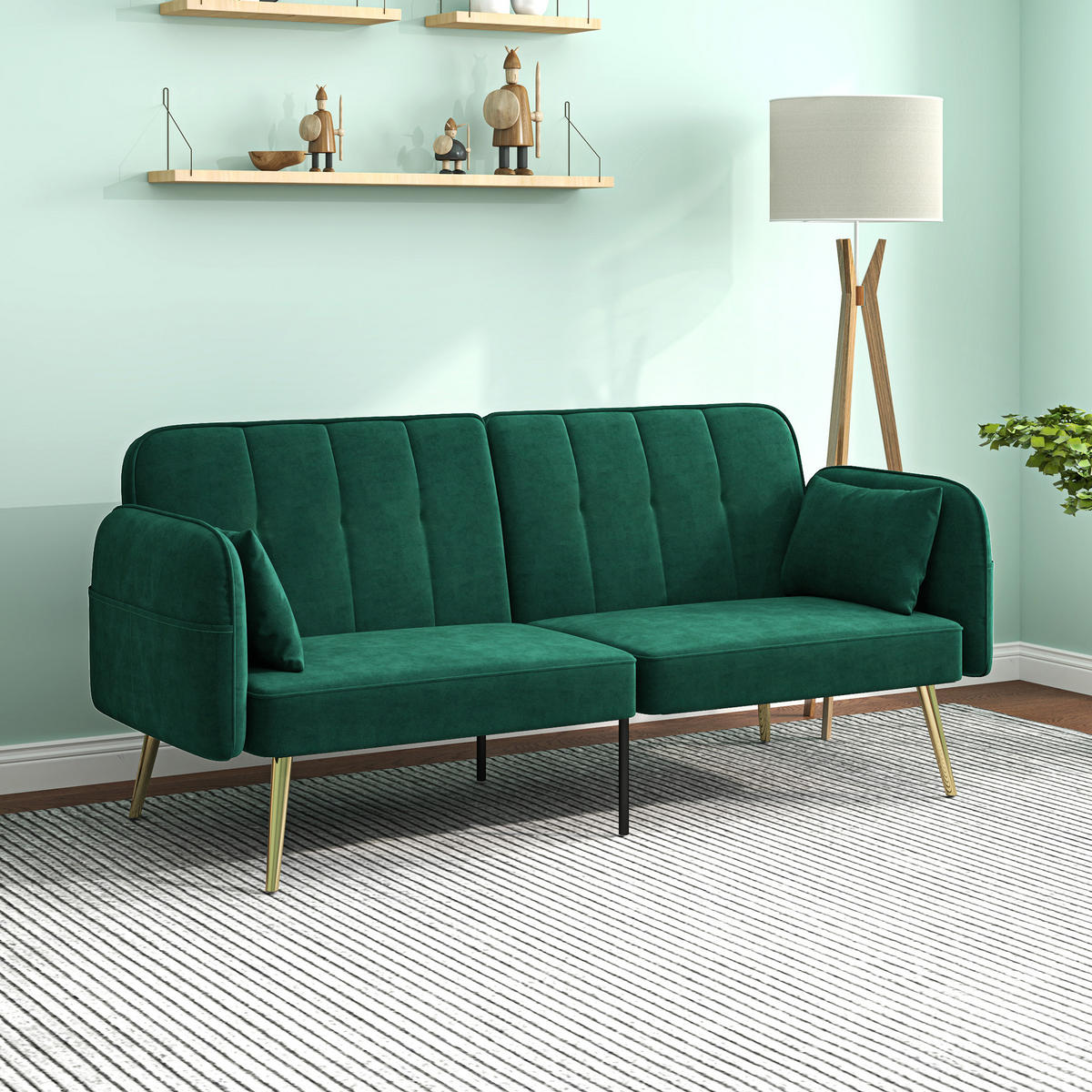 SCHLAFSOFA 2er-Sitz DE-14576 Klick-Klack mit 3-fach verstellbarer Lehne Dunkelgrün - Dunkelgrün, Textil (180/79.5/74cm) - ComfortXL