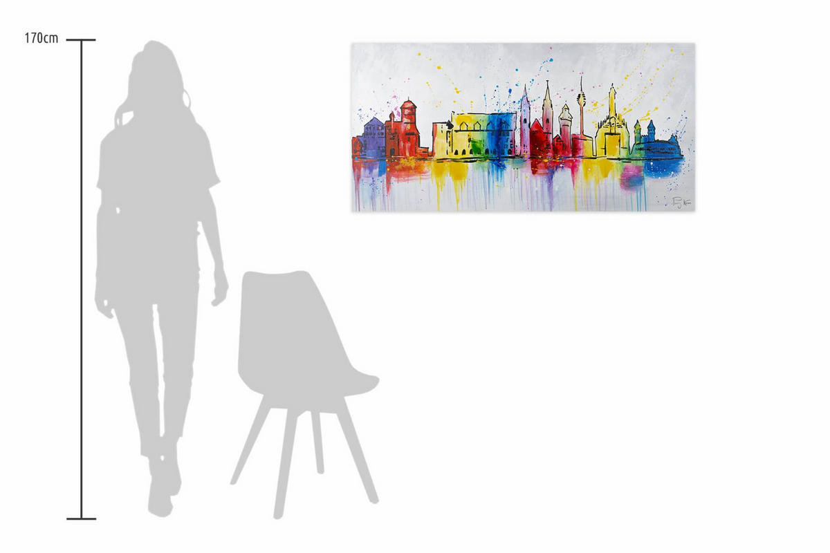 OLEJOMAĽBA 120/60 cm, Mesto a architektúra - sivá, drevo/textil (120/60cm) - KUNSTLOFT