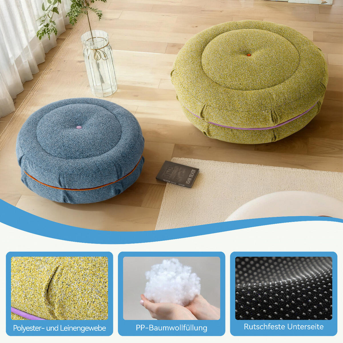 BODENKISSEN Blau 80cm - Blau, Textil (80/80/40cm) - Vercart