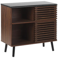 SIDEBOARD Dunkler Holzfarbton Perth - Dunkelbraun/Schwarz, Holzwerkstoff (80/80/40cm) - Beliani