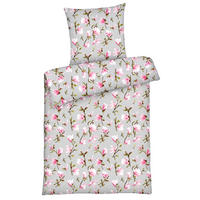 BETTWÄSCHE 135x200 Renforce Bettbezug geblümt Baumwolle Blumen Grau - Multicolor/Rosa, Textil (135/200cm) - Carpe Sonno