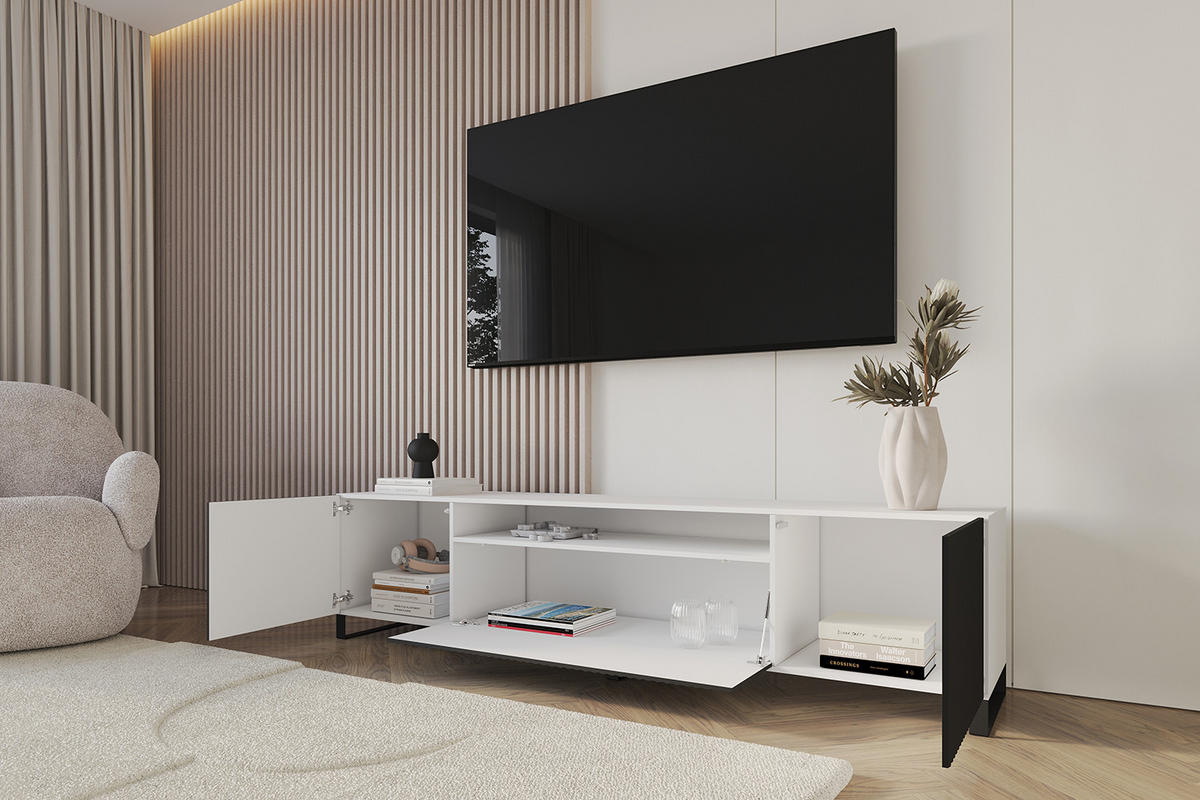LOWBOARD NOA-2-S 200x53x41 cm - Weiß / Schwarz - Schwarz/Weiß, Holzwerkstoff (200/53/41cm) - ALTDECOR