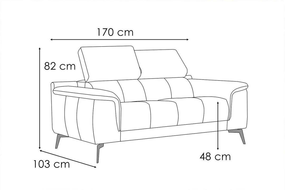 SOFA FIERO 2-Sitzer, olivgrün - Schwarz/Olivgrün, Holzwerkstoff/Textil (170/82/103cm) - Courtois Laville