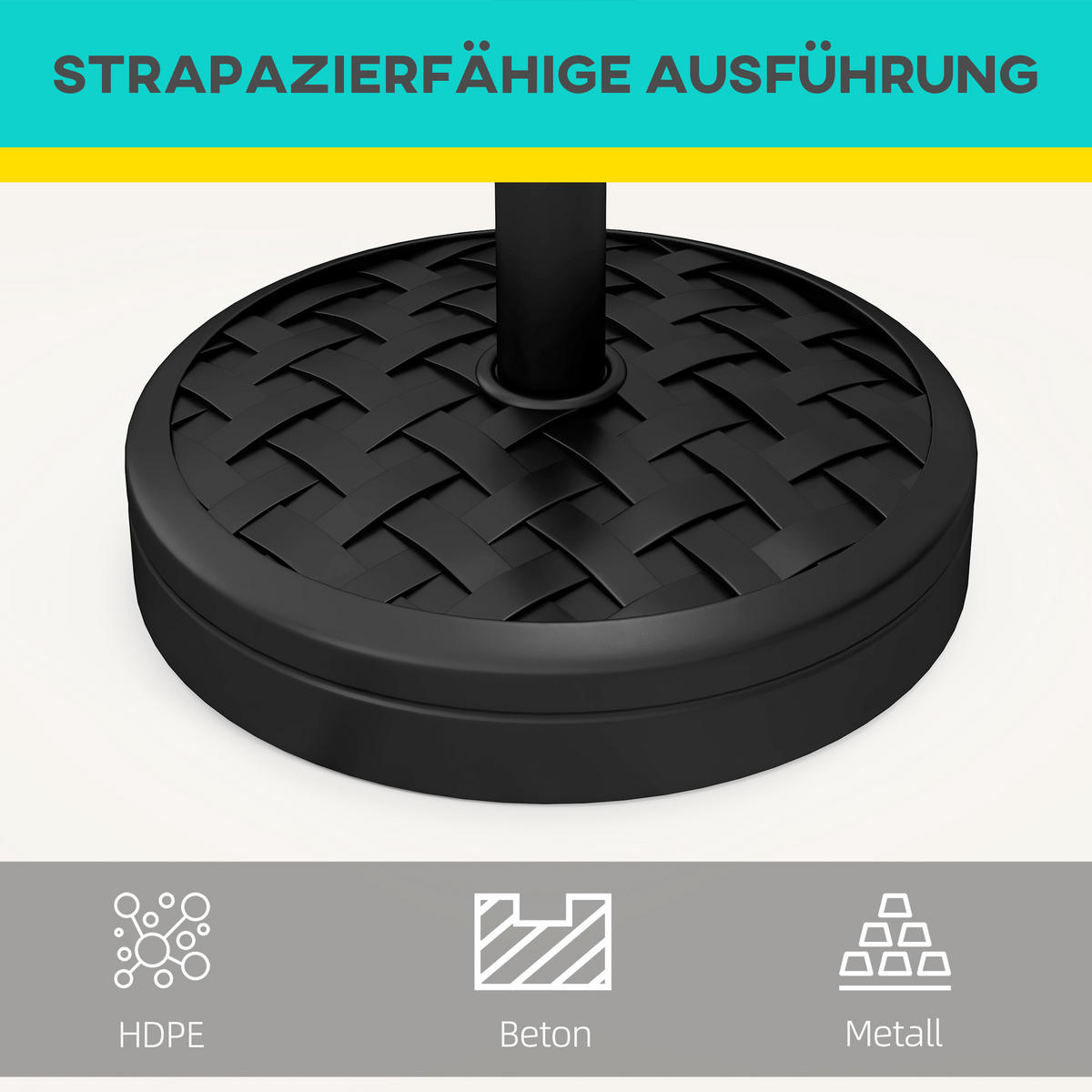 SONNENSCHIRMSTÄNDER HDPE Beton Schwarz - Schwarz, Kunststoff (45/45cm) - Outsunny