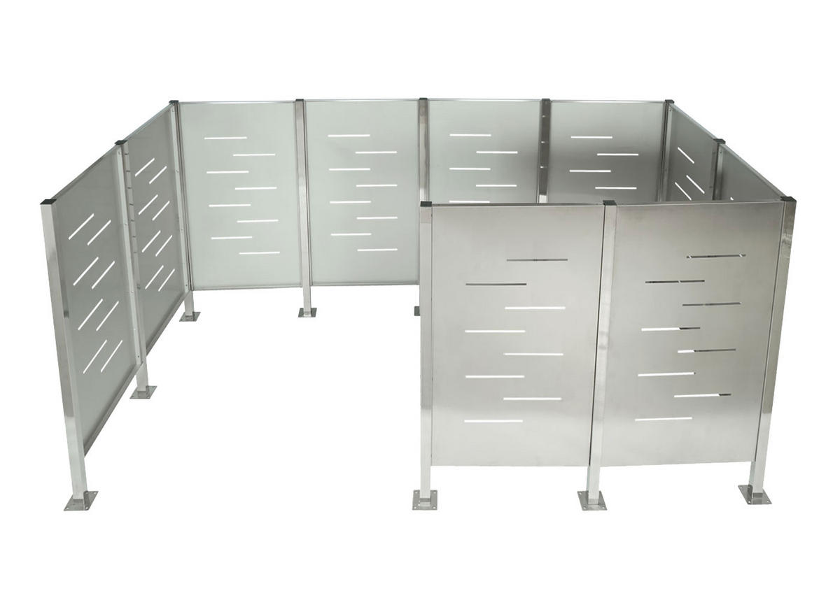 MÜLLTONNEN-ZAUN 151x326x166cm Silber - Silberfarben, Metall (326/151/166cm) - PROREGAL