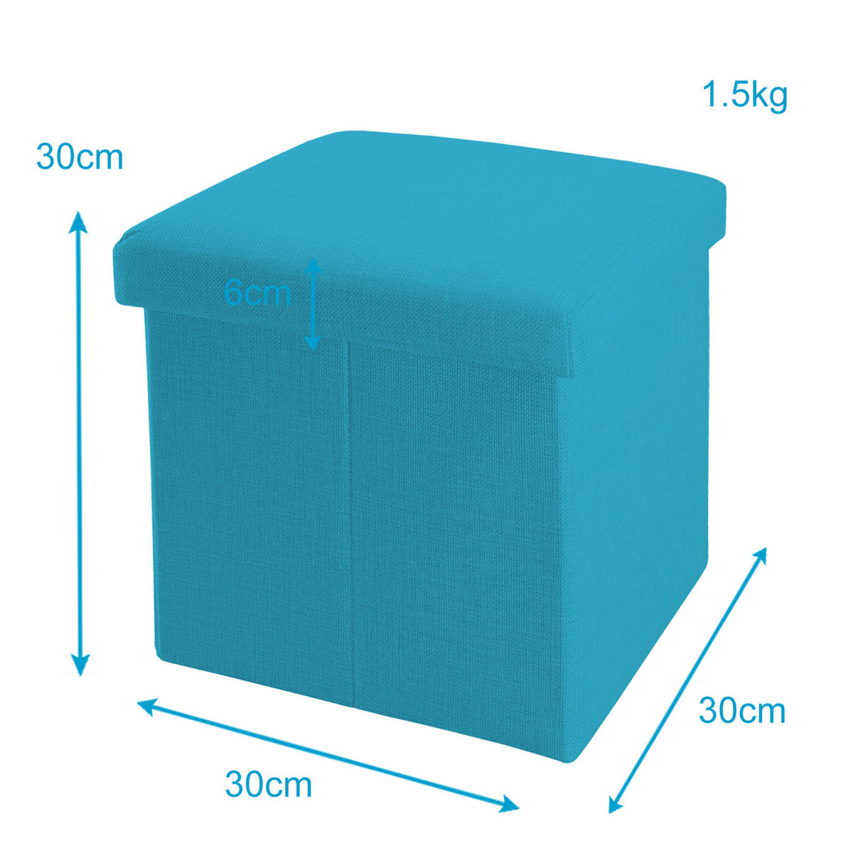 SITZBOX Faltbar 30/30/30 cm (Blau) - Hellblau, Textil (30/30/30cm) - Intirilife