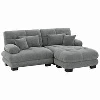 SOFA modular mit Ottomane Chenille Grey - Hellgrau, Kunststoff (145/220cm) - Meubliv