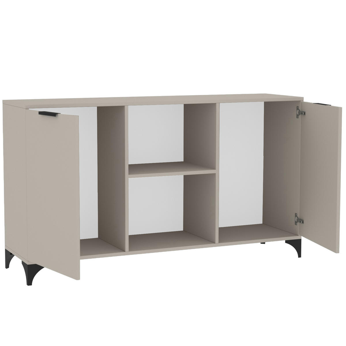 KOMMODE Home mit 2 Türen, mit Griffen, Kaschmir - Kaschmir/Schwarz, Holzwerkstoff (150/85/40cm) - Beautysofa