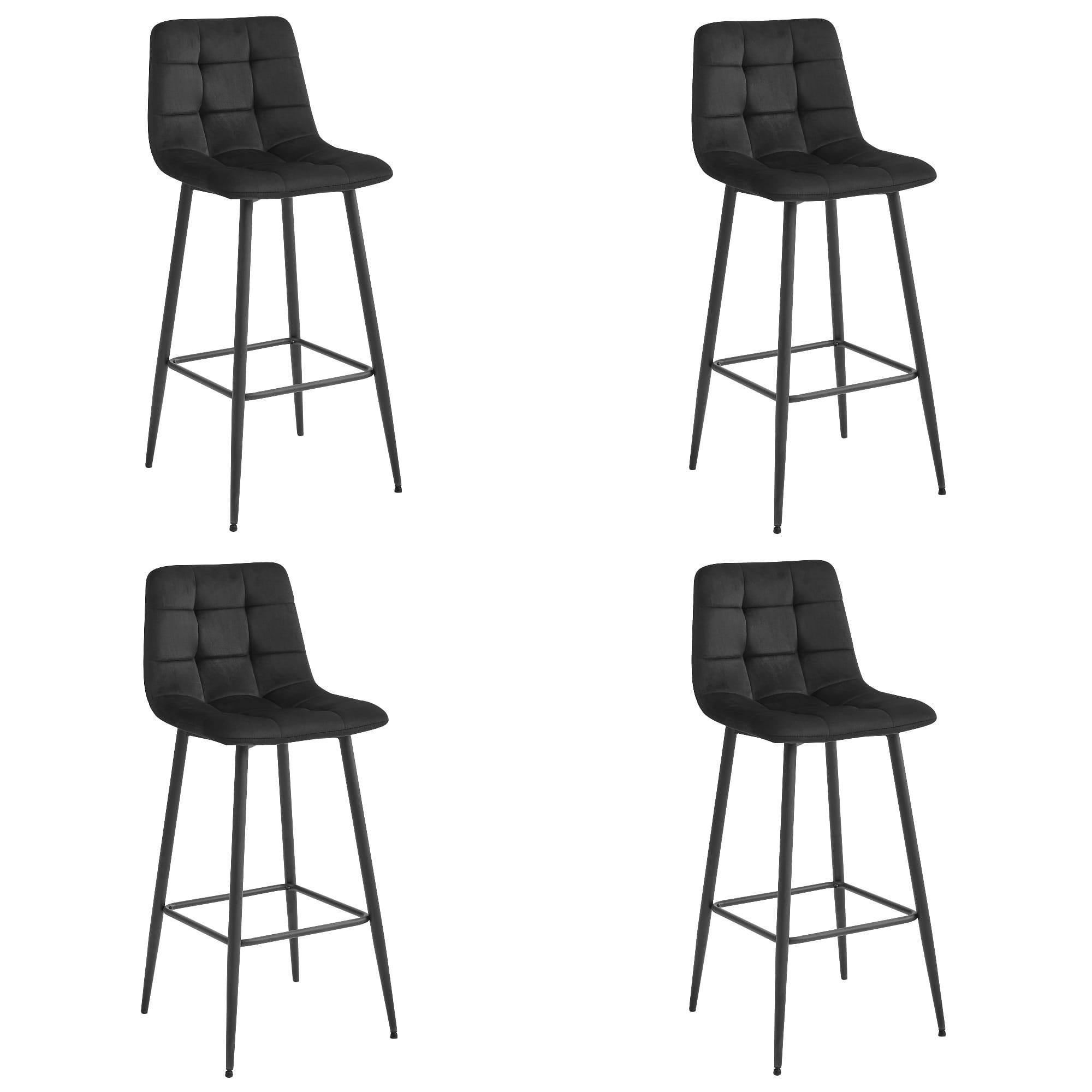 BARHOCKER 4-er Set TEOTO schwarzer Sitz, schwarze Basis - Schwarz, Textil (43.5/104/32.5cm) - Valora