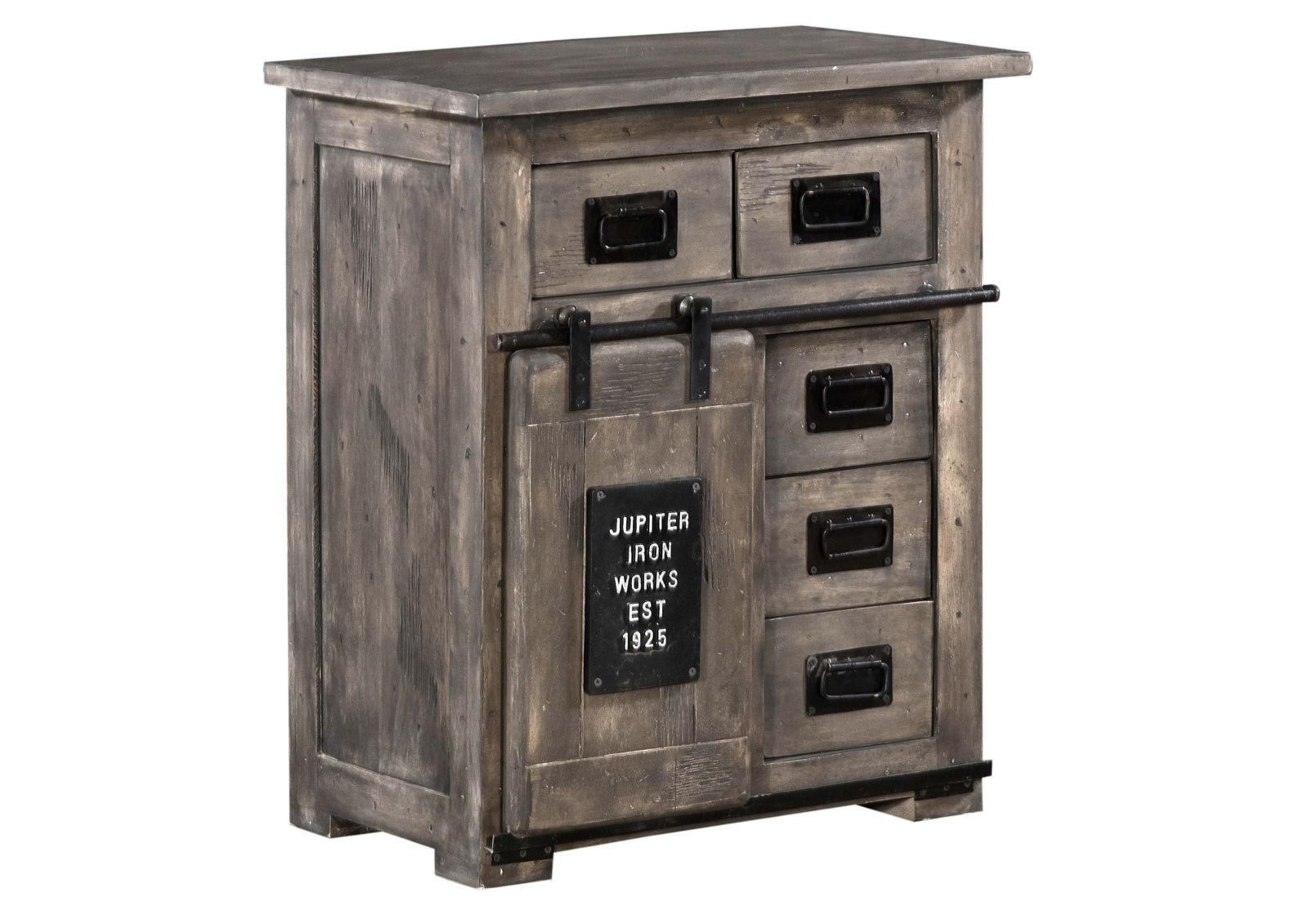 KOMMODE Mango 70x45x85 grau lackiert RAILWAY #211 - Grau, Holz (70/85/45cm) - Massivmoebel24