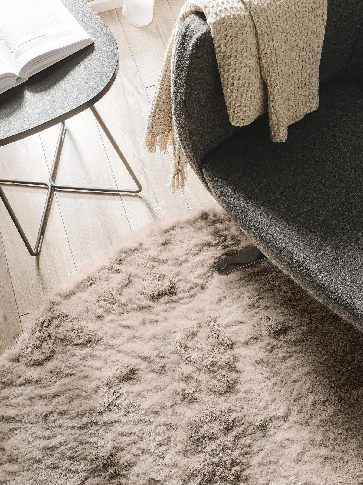 SHAGGY koberec Whisper Béžová ø 160 cm - béžová, textil/umělá hmota (160/160cm) - benuta Nest