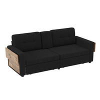 2-SITZER-SOFA mit Laptop-Tisch und Stauraum, DE-42611, Schwarz - Schwarz, Metall (178/57.5/71cm) - ComfortXL