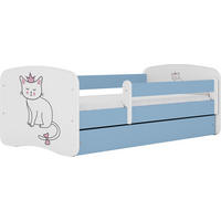KINDERBETT Emily mit Schublade und Matratze, Blau 70x140 cm - Blau/Altrosa, Holzwerkstoff (140/70cm) - WFL GROUP