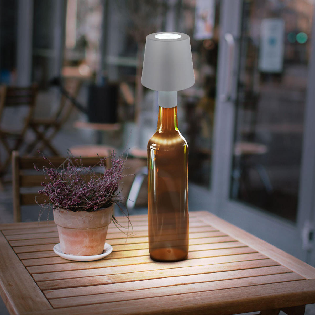 LED TISCHLEUCHTE YARA Grau - Grau, Kunststoff (10.5/10.5/14cm) - Globo Lighting