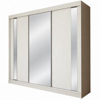 KLEIDERSCHRANK Gloria 240 cm Weiß Spiegel 4 Schubladen Griffe silber - Weiß, Holzwerkstoff (240/216/61cm) - KS Home Concept