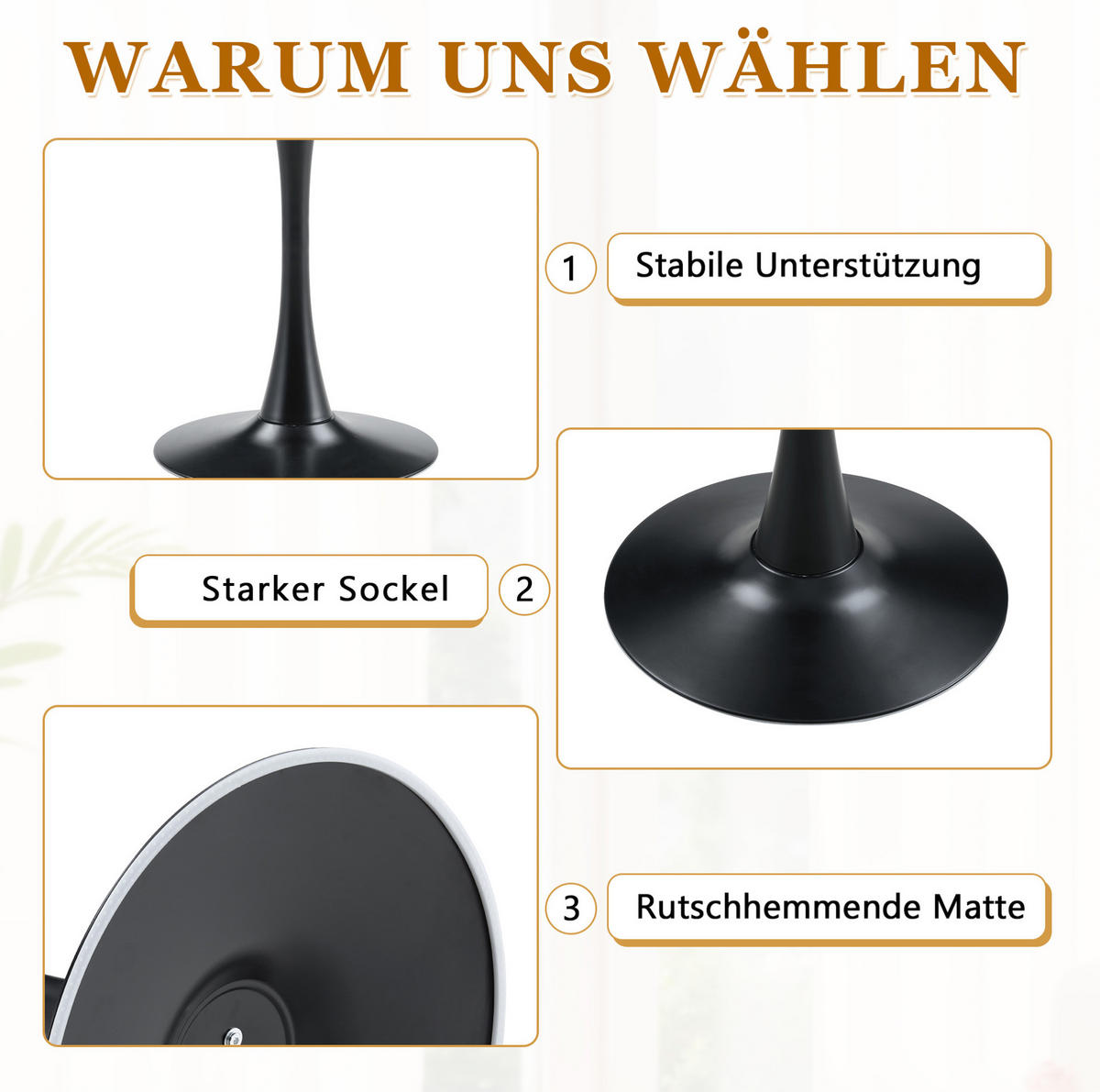 BEISTELLTISCH aus MDF und Metall 60x60x72 cm Schwarz mit Marmor-Optik und thermoformierter Tischplatte - Schwarz, Holzwerkstoff (60/60/72cm) - Modfu