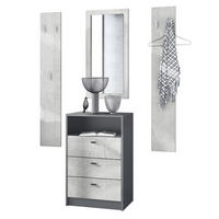 GARDEROBE Pino Beton Oxid Optik - Hellgrau, Holzwerkstoff (135/190/36cm) - Vladon